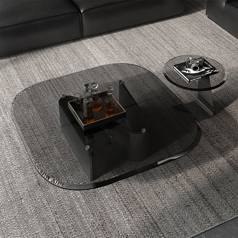 Table basse simple en verre trempé, H 14,6 po x L 47,2 po x l 47,2 po