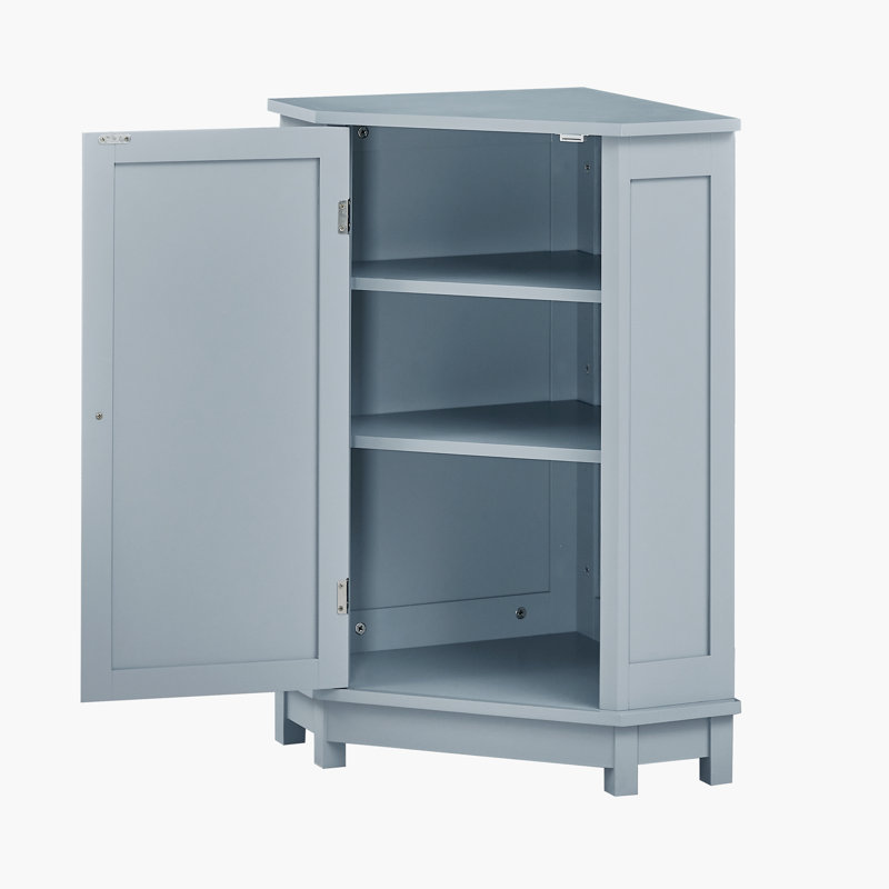 Armoire de salle de bain Armoire de rangement de coin triangulaire avec tablette ajustable, Gris clair