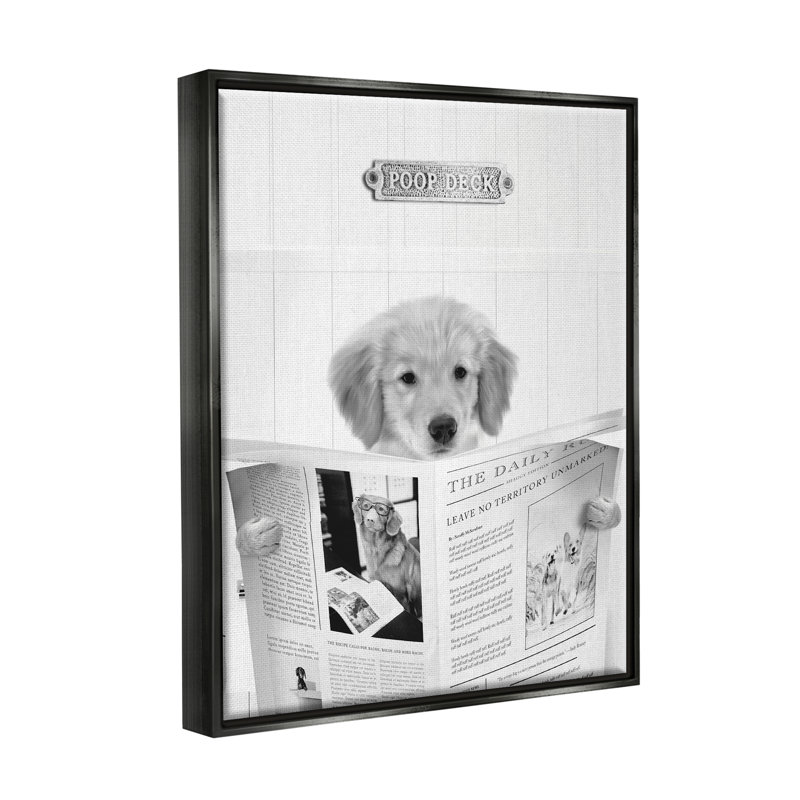Chien de salle de bain Poop Deck, Cadre flottant noir de jais, H 21 po x l 17 po x P 1,7 po