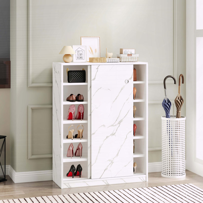 Armoire à chaussures 6 portes Marble, Blanc