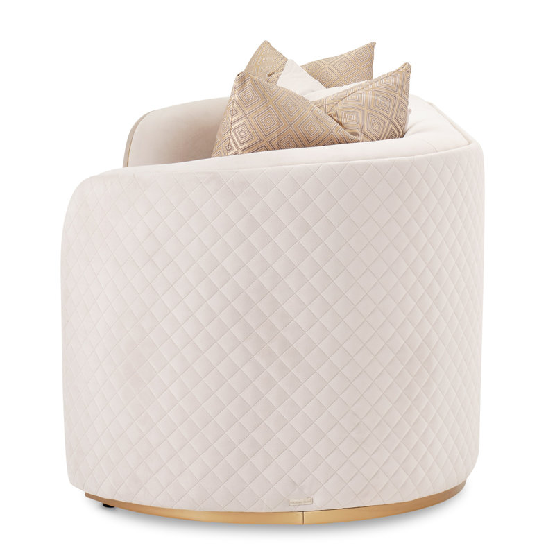 Ariana 83'' Velvet Round Arm Loveseat, Beige, 31" H x 97" W x 35" D