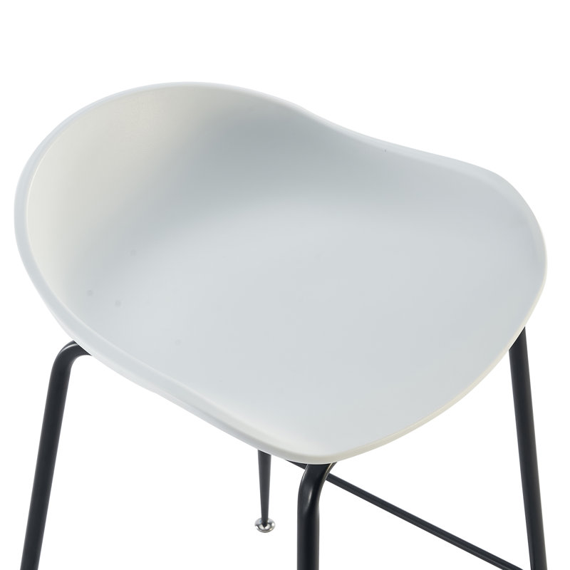 Set of 2 Bar Stools - 25" Seat Height Molded Plastic Stools with Metal Legs - Counter Height Stools for Indoor & Outdoor Use