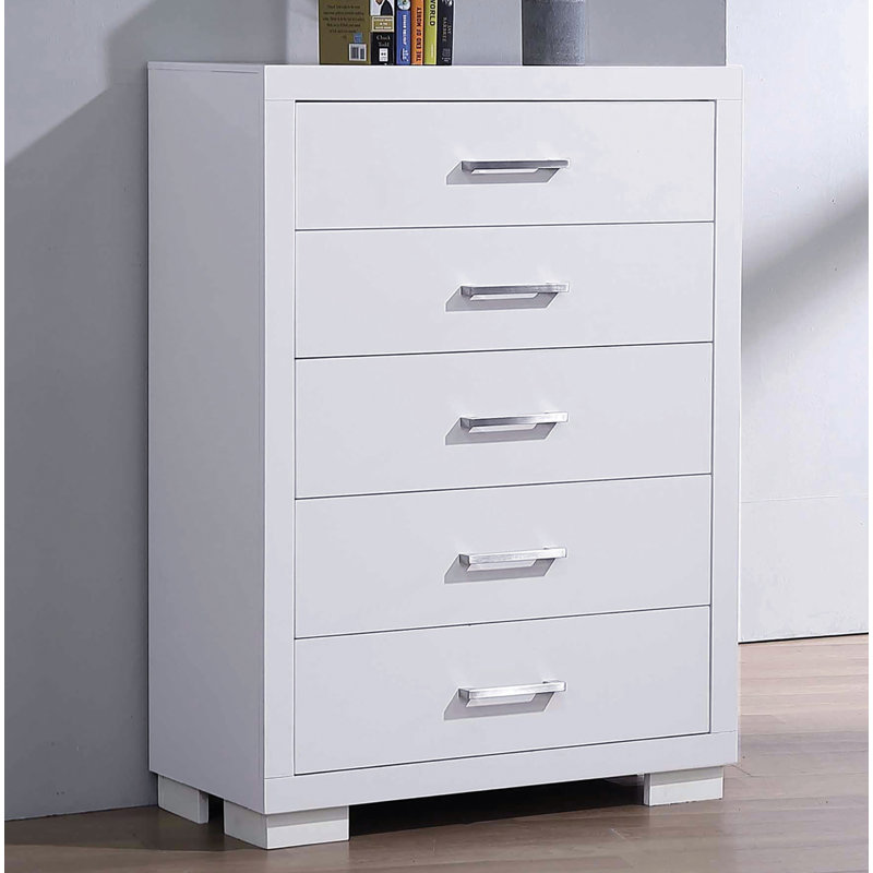 Commode 5 tiroirs Alinblot, Blanc