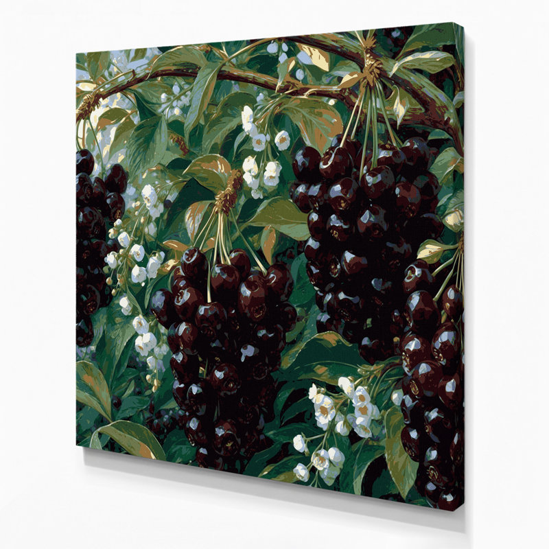 Art mural sur toile noir Fruit Chokecherry, H 12 po x l 12 po