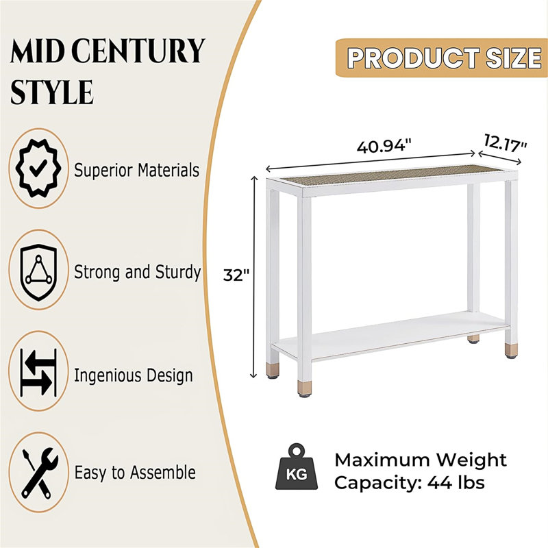 Glass Entryway Table, White