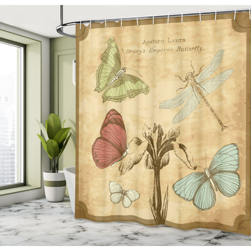 Ensemble de rideau de douche et crochets Dragonfly, H 70 po x l 69 po