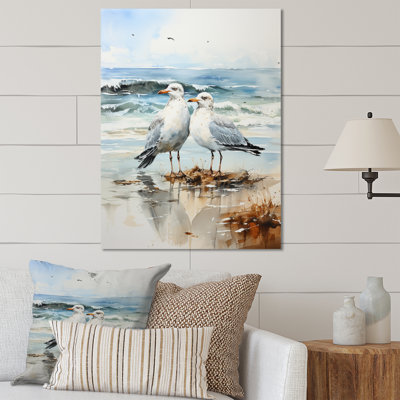 " Abstract Beach Seagulls In Love "