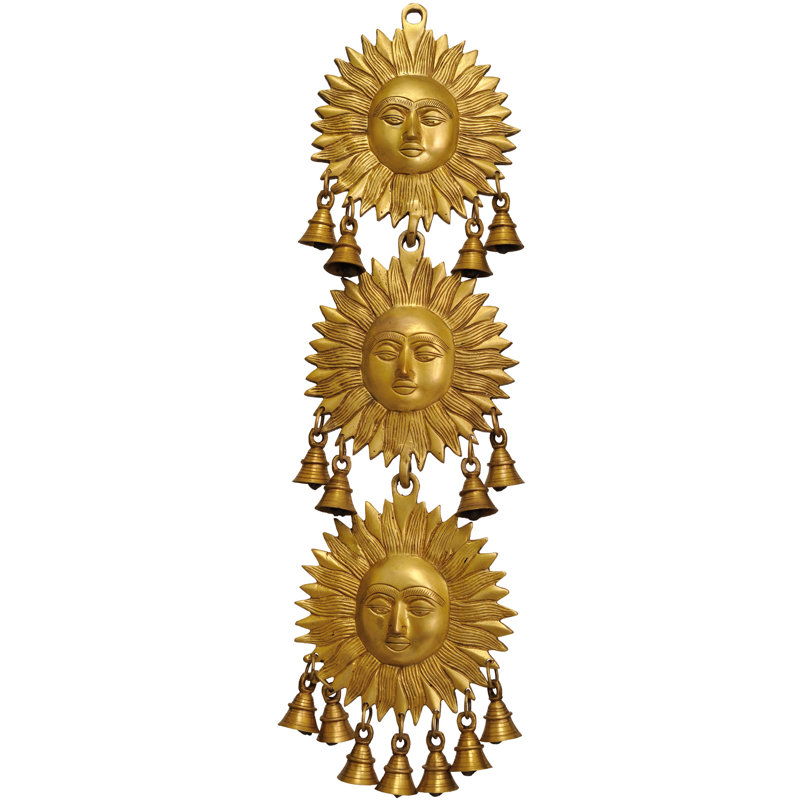 Triple Surya (soleil) suspendu avec clochettes