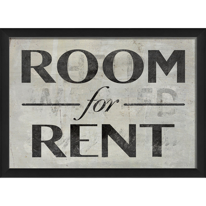 "Room for rent", art textuel encadré