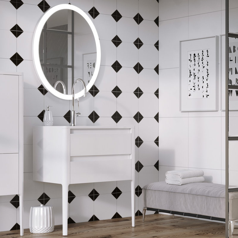 Senah 790mm Single Bathroom Vanity with Integrated Polyglomerate Basin, White