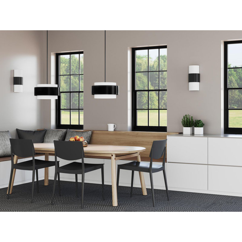 Luminaire suspendu tambour 3 lumières Myrteza, H 12 po x l 16 po x P 16 po, Noir mat