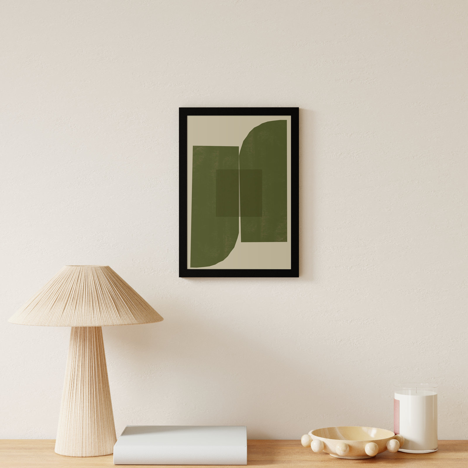 Percey "Green Composition 2" Print, Black, 17" H x 12" W