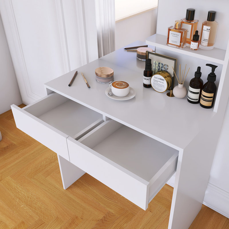 Bureau de rangement avec miroir et 2 tiroirs