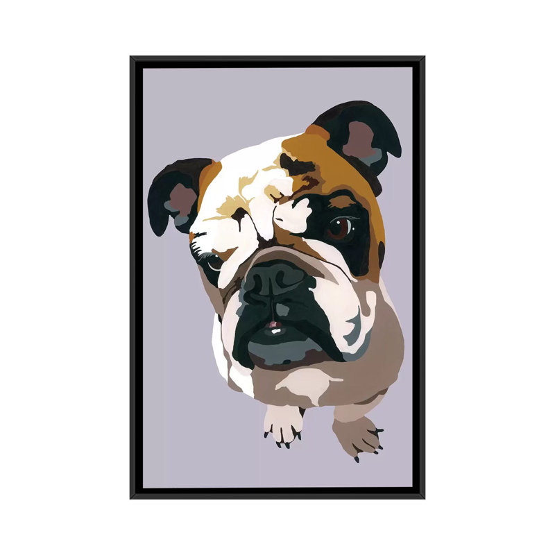 « bouledogue on gray » par julie ahmad, reproduction d’impression sur toile tendue, H 26 po x l 18 po x P 1,5 po