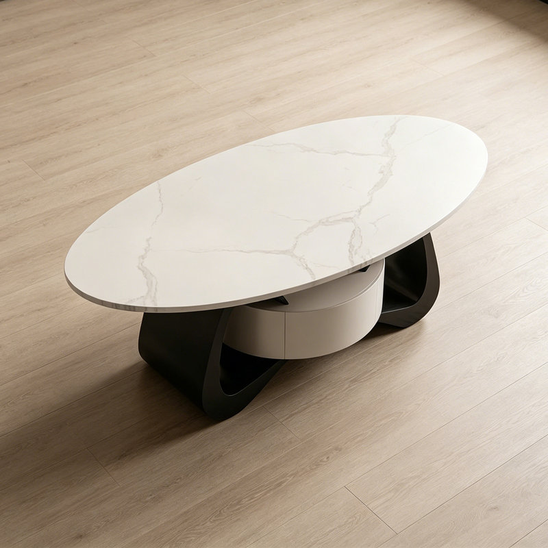 Table basse moderne de luxe italien, H 16,53 po x L 47,24 po x l 23,62 po, Noir