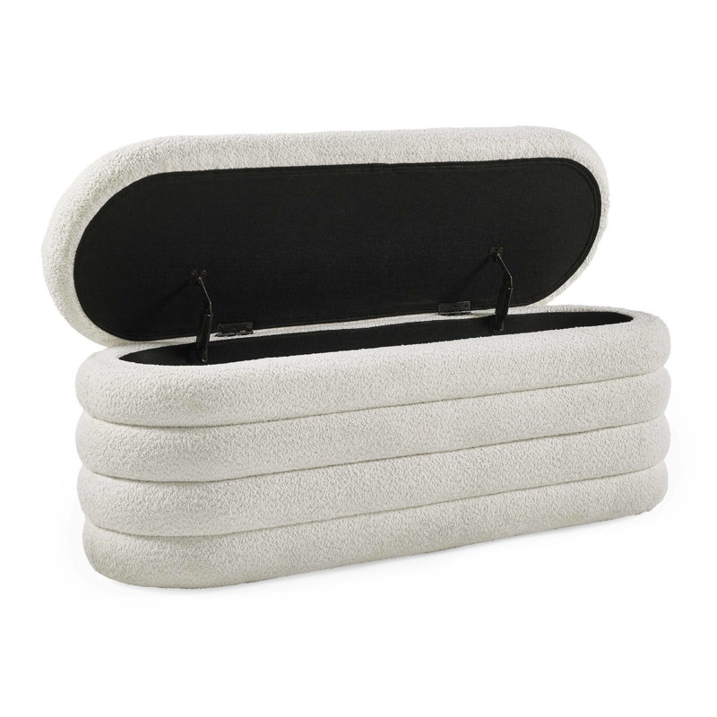 Deaysia 121cm Wide Oval Solid Colour Standard Ottoman with Storage