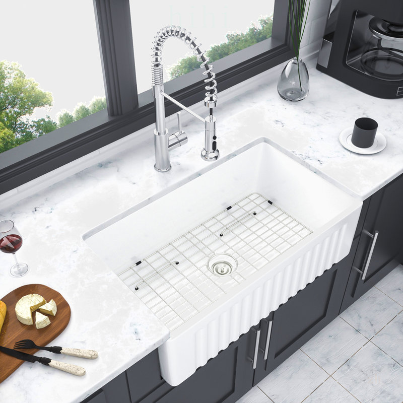 Évier de ferme réversible en porcelaine et céramique avec tablier avant pour une utilisation durable et élégante en cuisine