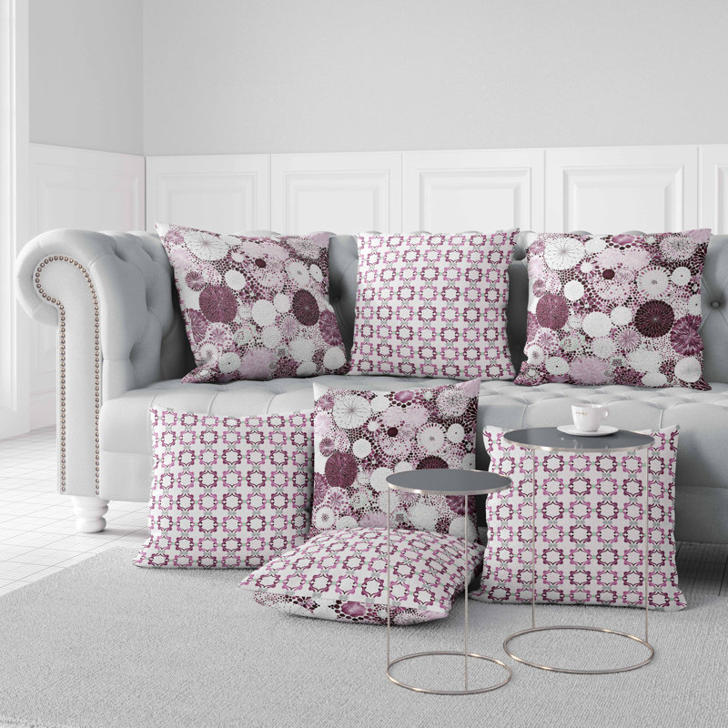 16" Square Pink and Purple Faux Suede Throw Pillow
