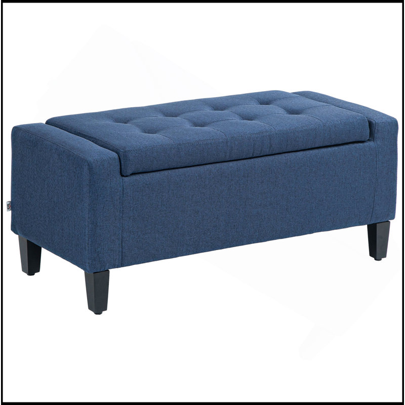 Banc de rangement pour le salon, plateau relevable avec bouton, repose-pieds polyvalent, lit et nombreuses options rembourrées pour une installation polyvalente