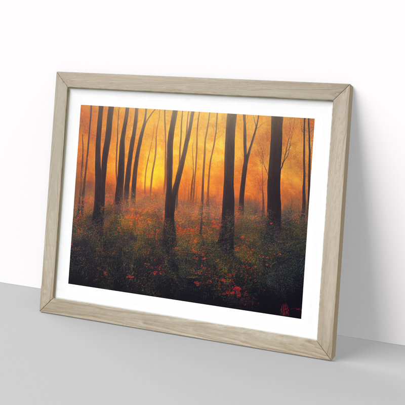 Spring Forest Sunrise Vol.3 - Framed Print, 25cm H x 34cm W x 2cm D, Oak