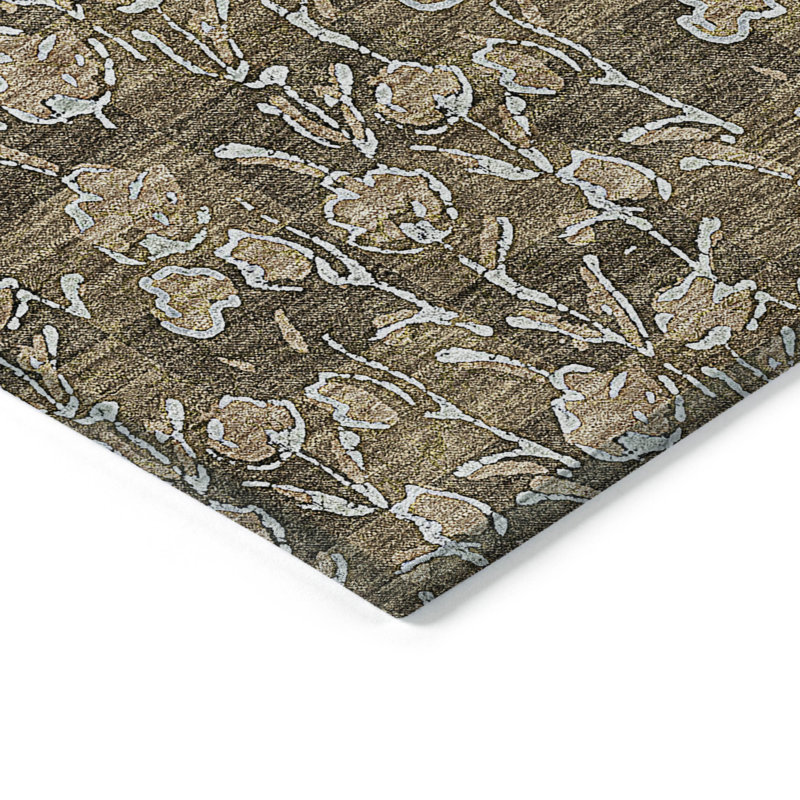 Emie Washable Floral Indoor / Outdoor Rug, Rectangle 9' x 12'
