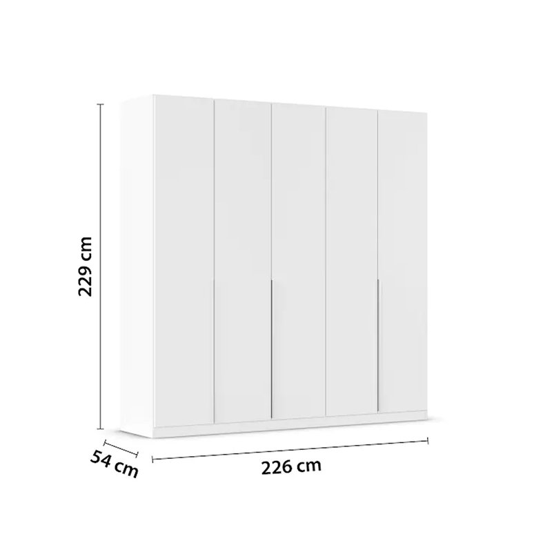 Alabama 2 Door Wardrobe, Alpine White, 229 cm H x 226 cm W x 54 cm D, Classic