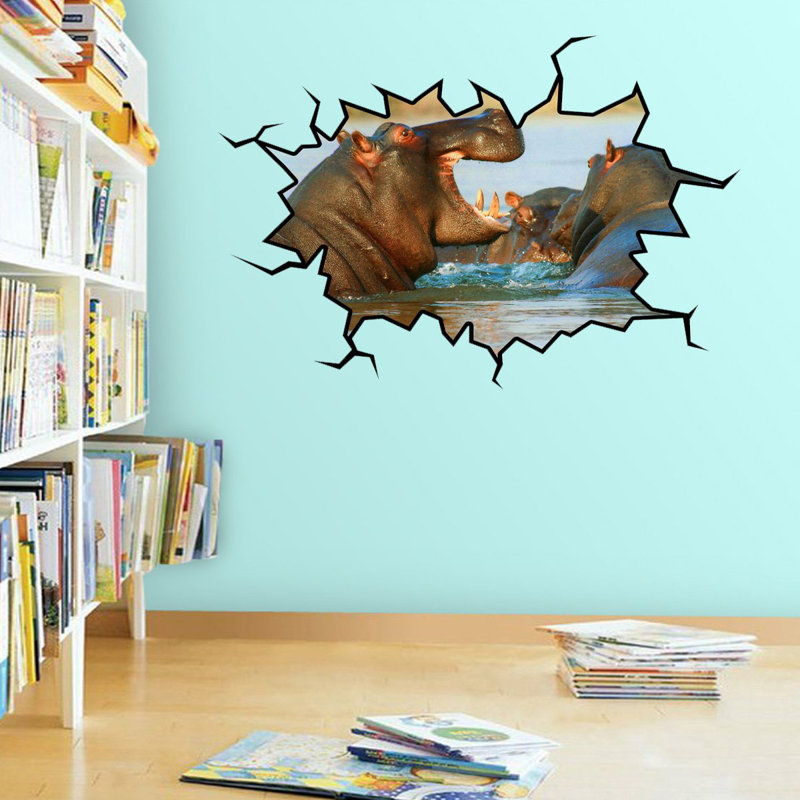 Décalcomanie murale trou hippopotamus, null