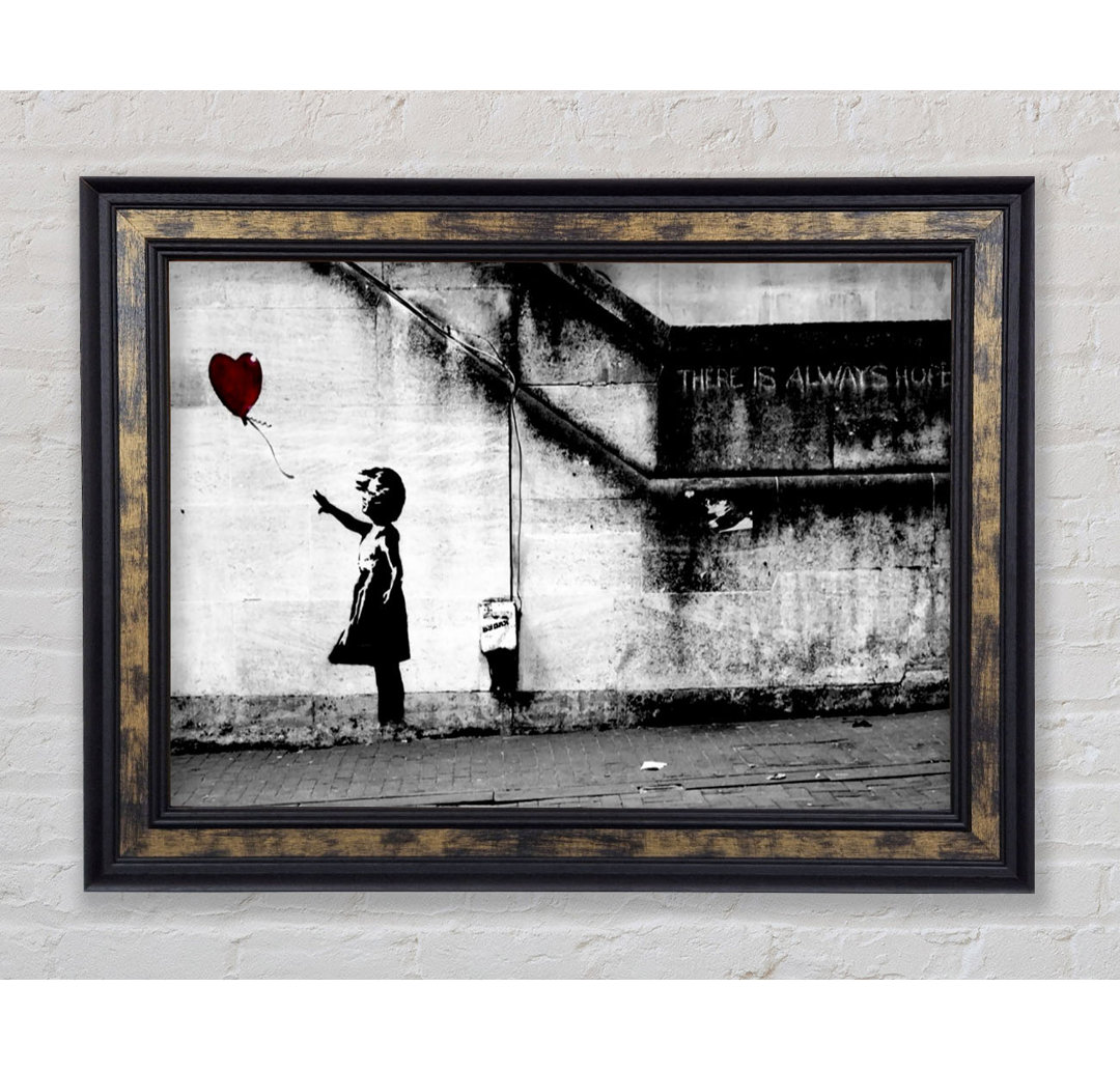 Red Heart Balloon Girl - Einzelne Bilderrahmen Kunstdrucke