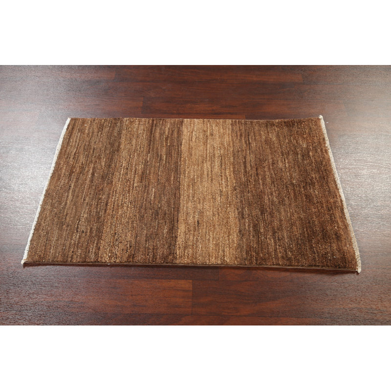 Tapis brun noué à la main de conception unique 2 pi 7 po x 3 pi 11 po