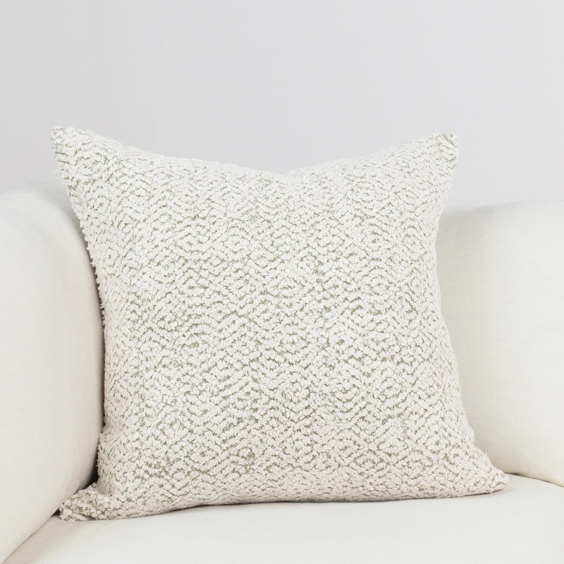Maris 22" Cotton Linen Blend Throw Pillow, Ivory, Square 22", Down/Feather