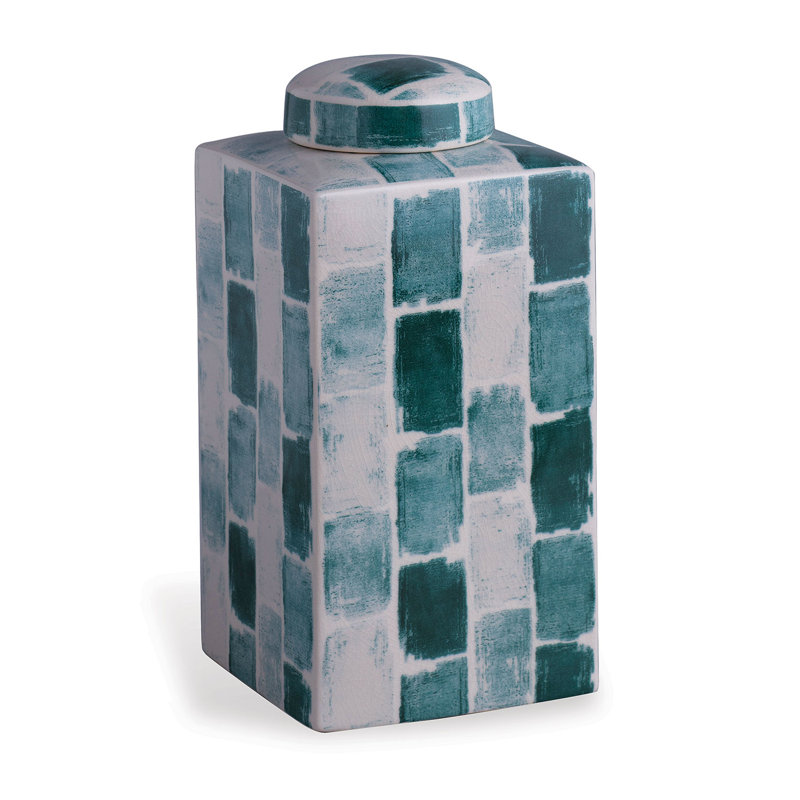 Vase de table en porcelaine céladon / vert, H 16 po x l 8 po x P 8 po