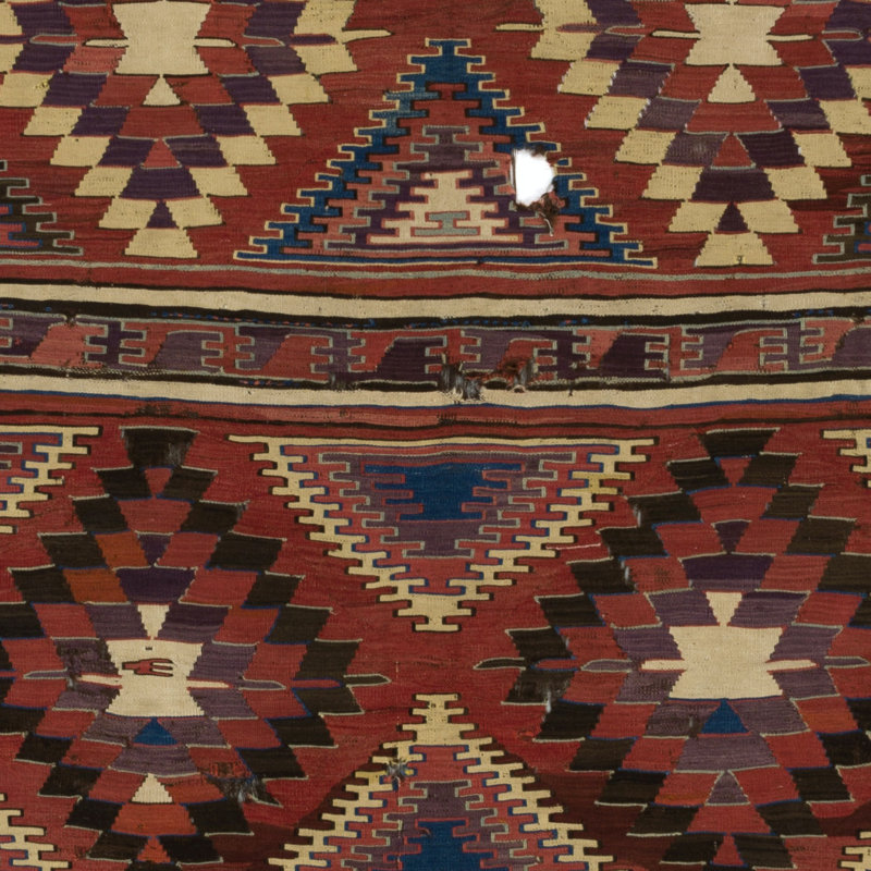 Tapis turc Konya antique à tissage plat. Ca 1850