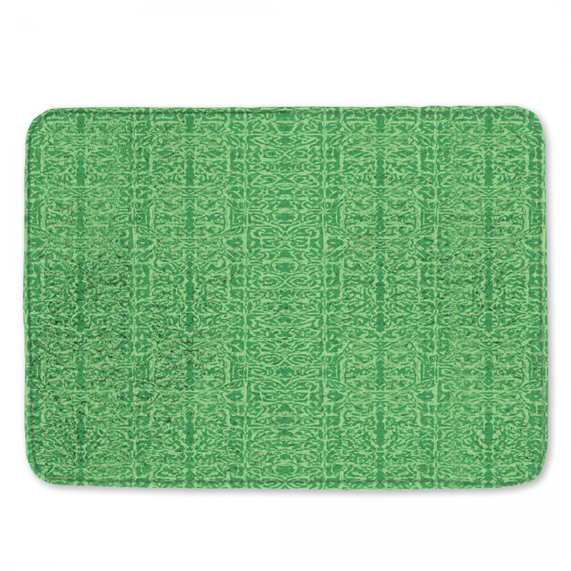 Tapis de bain damassé vert complexe, L 34 po x L 21 po