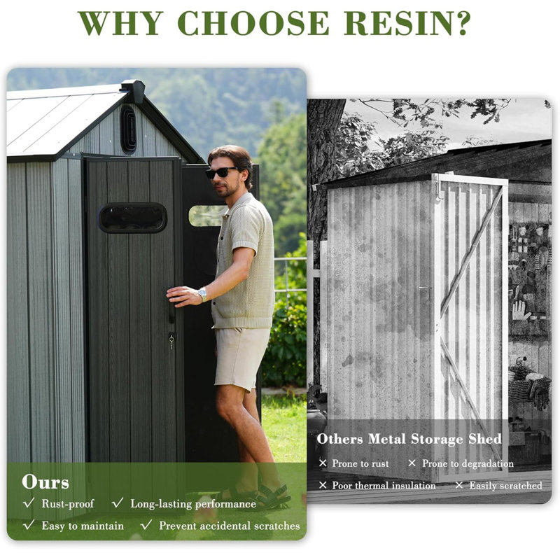 Durable Resin Storage Sheds, Modern Design With Transparent Windows, Perfect For Backyard