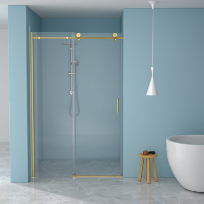 48"W X 76"H Single-Slide Shower Door - 8Mm Tempered Glass With 304 Stainless Steel Frame