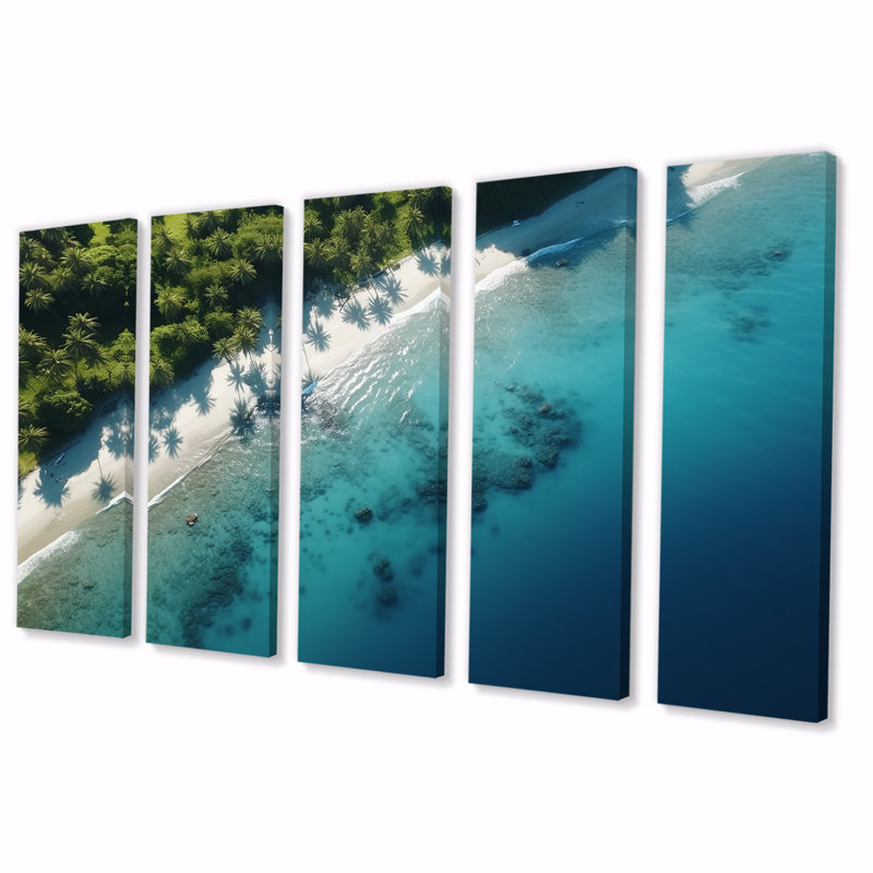 Relaxing Beach A View View V - Coastal Beach, ensemble de 5 décorations murales, H 28 po x l 60 po