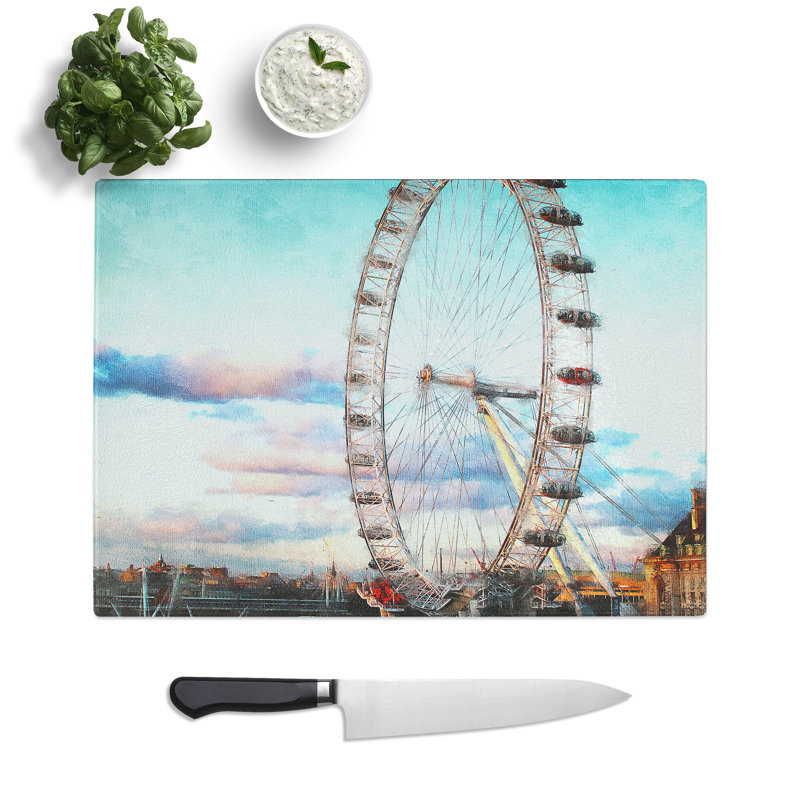 Tempered Glass the London Eye Chopping Board, 20 cm x 28.5 cm