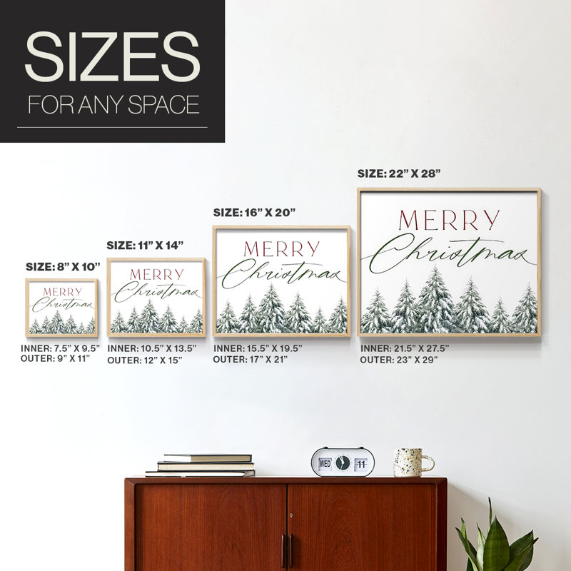 Merry Christmas Trees - Reproduction encadrée - Restickable, Naturel, H 11 po x l 14 po
