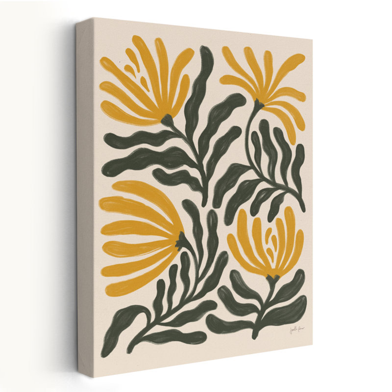 «Simple Petals I» - art floral floral crème noir, H 24 po x l 16 po