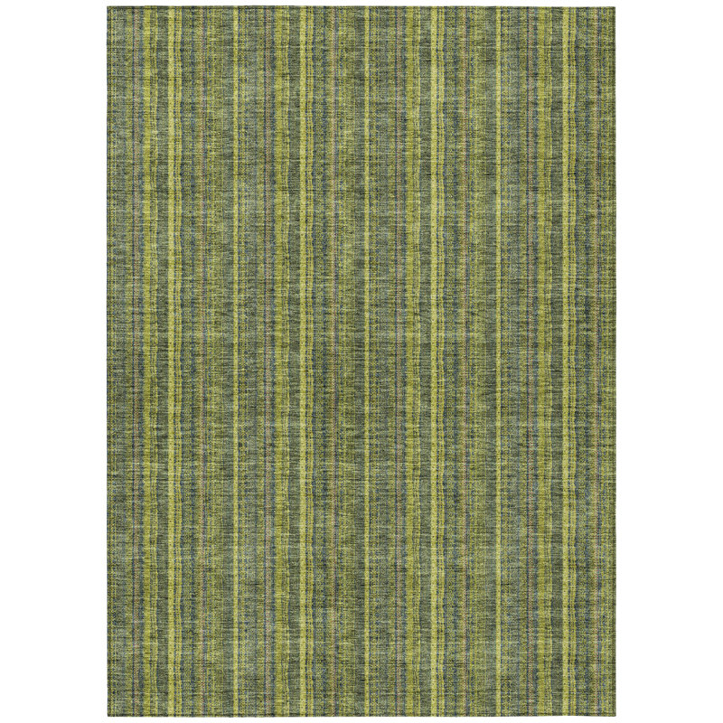 Tapis extérieur lavable rayé vert olive et vert lime 5 pi x 8 pi