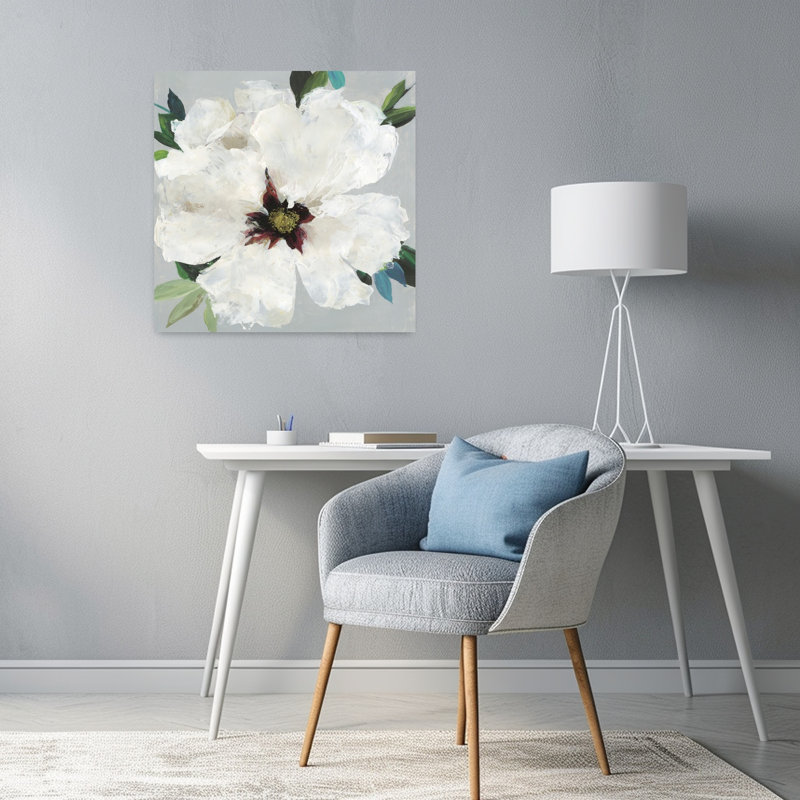 Lush Petals Contemporary Delicate Elegant Flower Nature Art, H 24 po x l 24 po