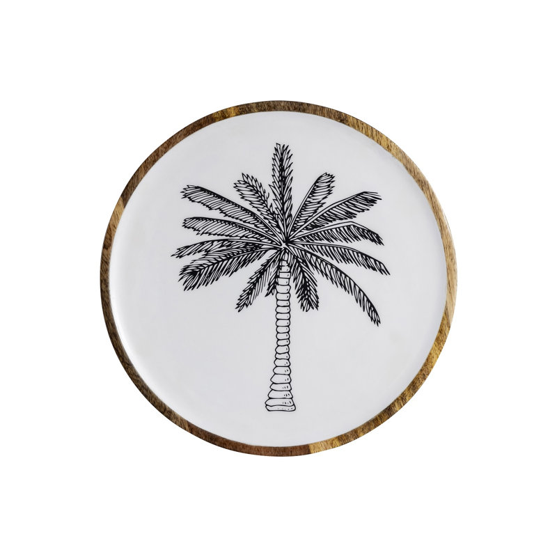 Assiette en bois de manguier naturel, H 1 po x l 16 po x P 16 po