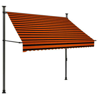 Dakota Fields Fabric Orange/Brown Cover Retractable Patio Awning