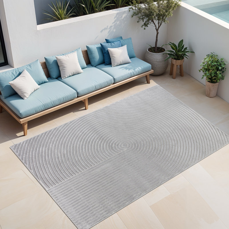 Michoel In- & Outdoor Scandi Modern Boho Grey Area Rug, Rectangle 120 x 170cm
