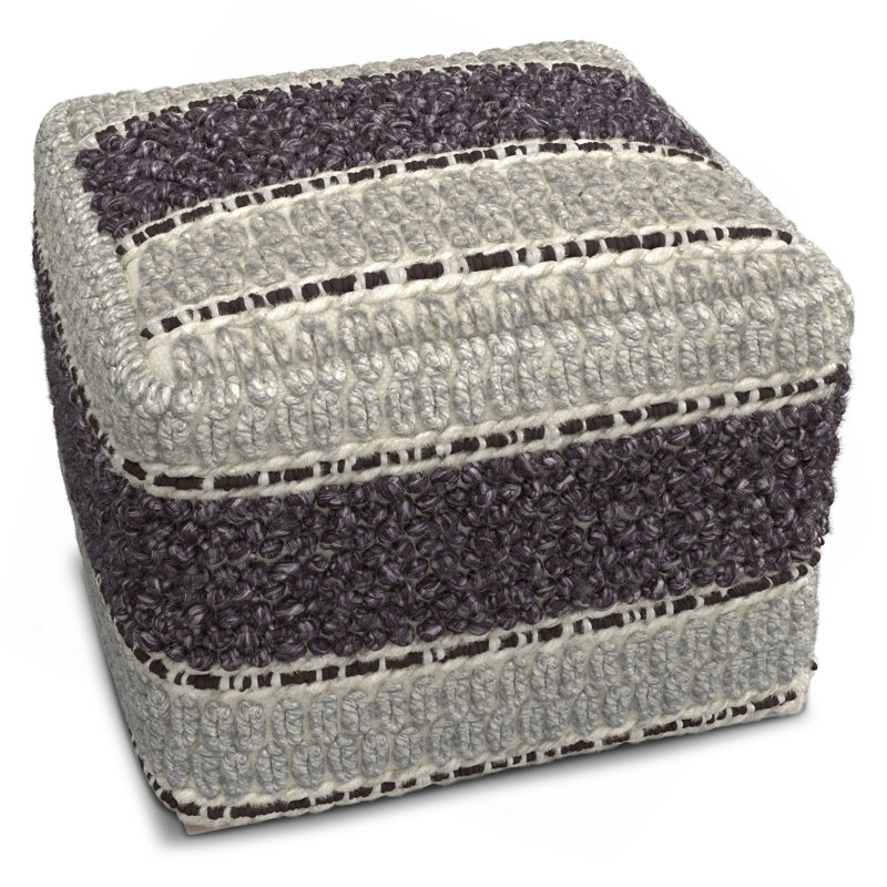 Grady - Square Pouf - Magenta / Natural