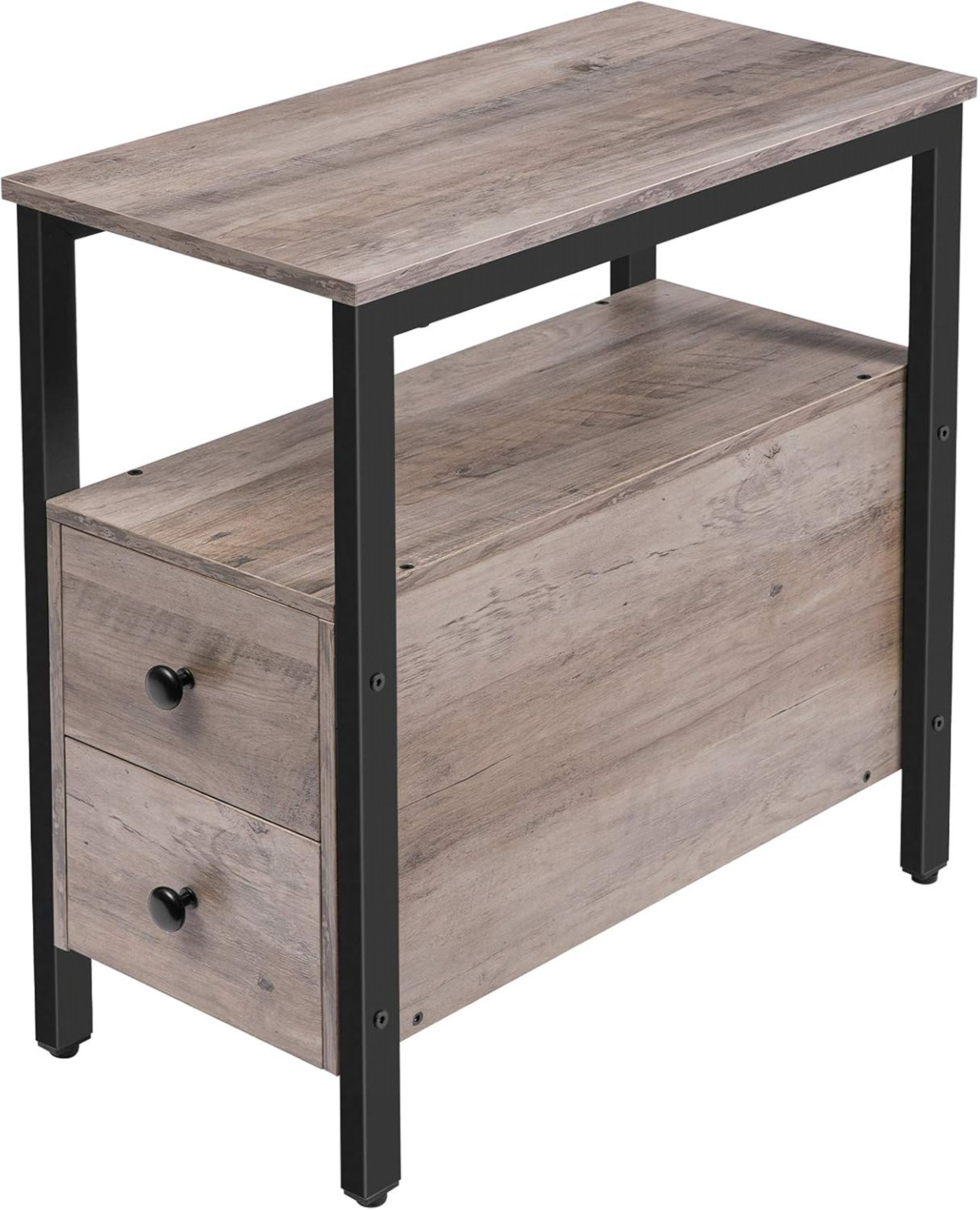 17 Stories Narrow End Table With Drawer & Open Storage Shelf (Greige ...