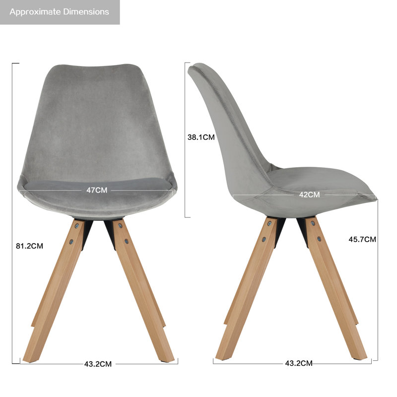 Abeyta 50cm H Velvet Upholstered Side Chair, Grey