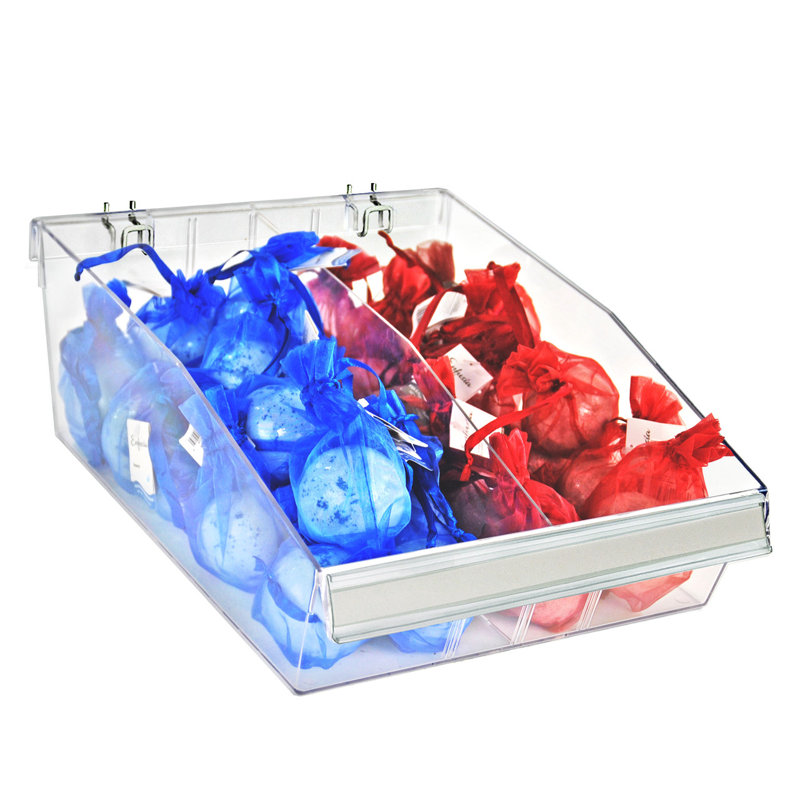Clear Plastic Deep Bin Tray with Adjustable Dividers