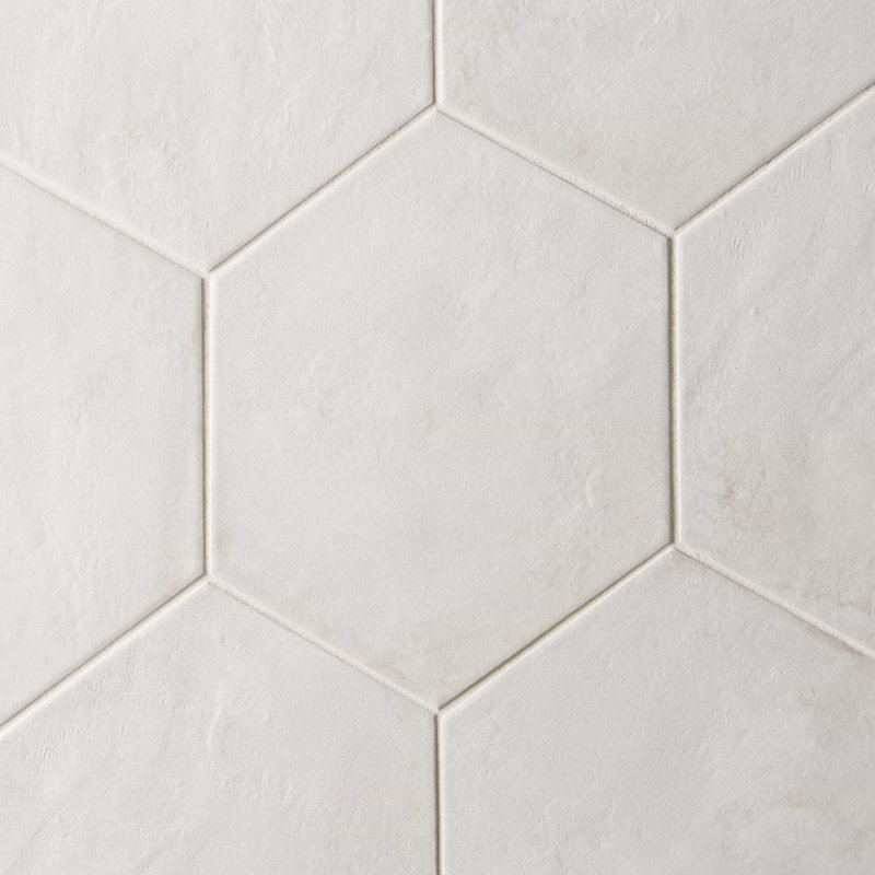 Ava 8" Hex Matte Porcelain Tile, Ava Bianco