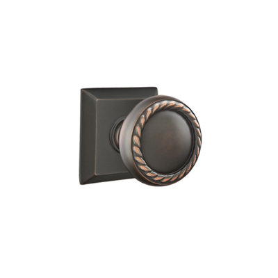 Ensemble de faux boutons Emtek avec rosette Quincy et bouton en corde